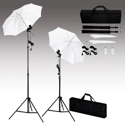 Kit de studio photo avec lampes pieds et parapluies