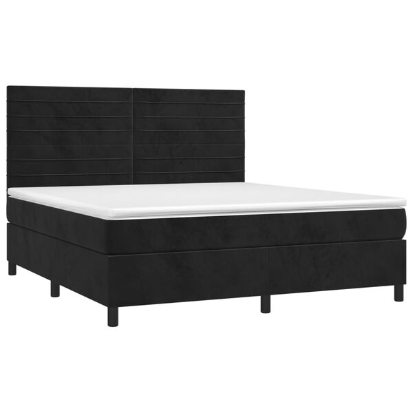 vidaXL Sommier &agrave; lattes de lit avec matelas LED Noir 160x200cm Velours