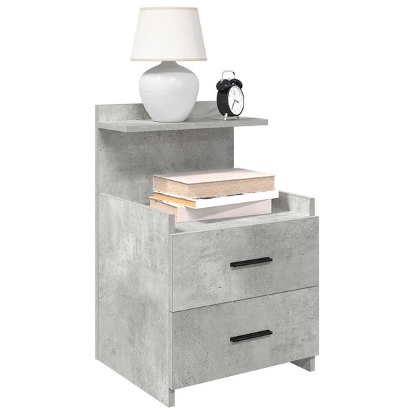vidaXL Tables de chevet 2 pi&egrave;ces avec 2 tiroirs Gris b&eacute;ton 40 x 36,5 x 62 cm