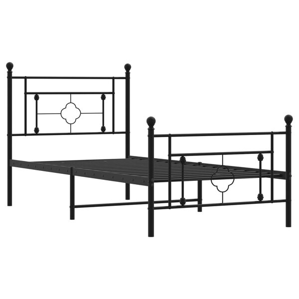 vidaXL Cadre de lit m&eacute;tal sans matelas avec pied de lit noir 100x190cm