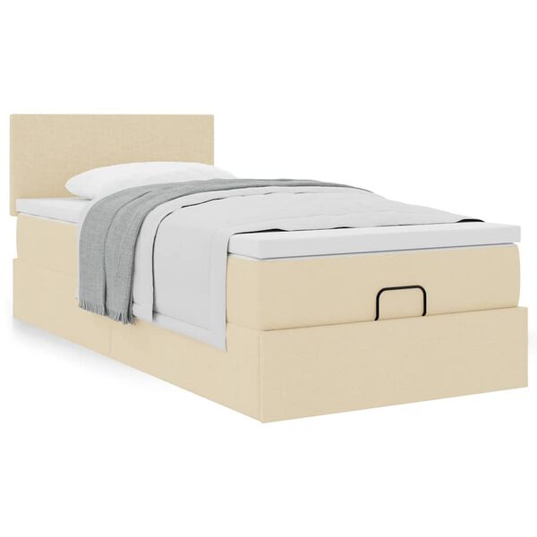 vidaXL Cadre de lit ottoman avec matelas cr&egrave;me 80x200 cm tissu
