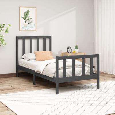 Cadre de lit pour matelas de 100x200 cm en bois de couleur grise