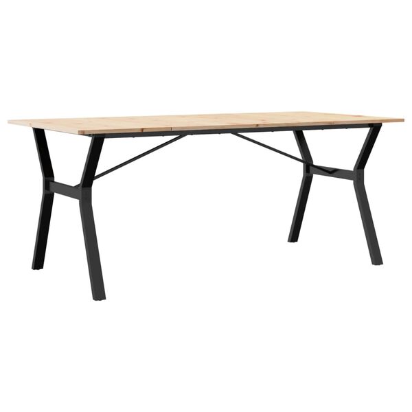 vidaXL Table à manger cadre en Y 180x90x75 cm bois de pin massif acier