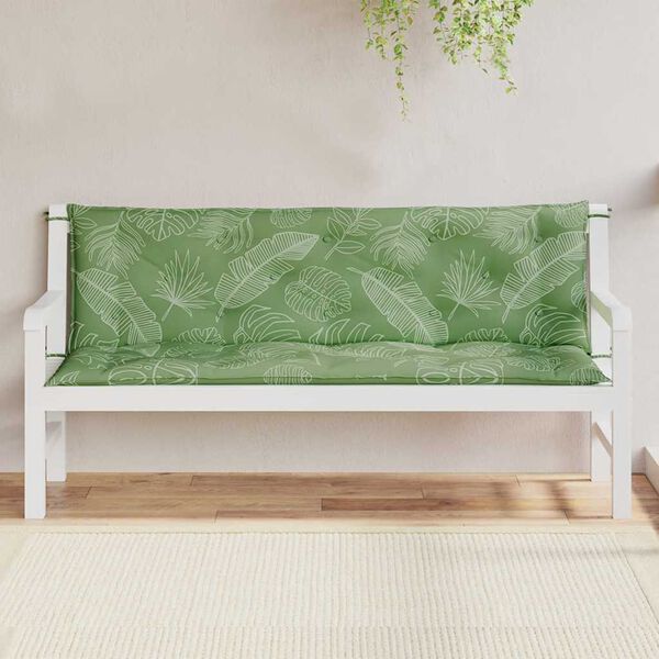vidaXL Coussins de banc de jardin lot de 2 motif de feuilles tissu