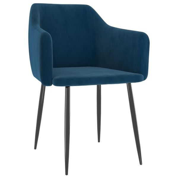 vidaXL Chaises &agrave; manger lot de 2 Bleu Velours