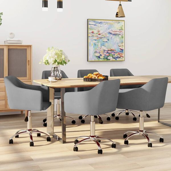 vidaXL Chaises pivotantes &agrave; manger lot de 6 Gris clair Tissu