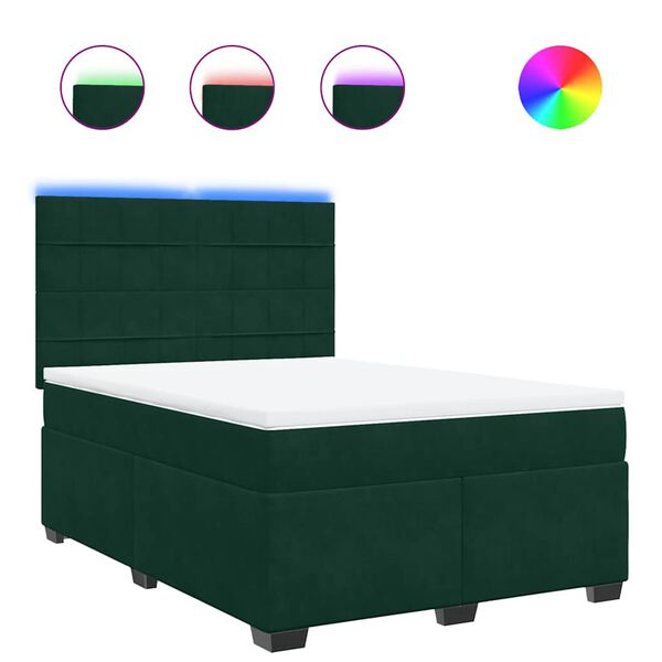 vidaXL Sommier &agrave; lattes de lit et matelas Vert fonc&eacute; 140x190cm Velours