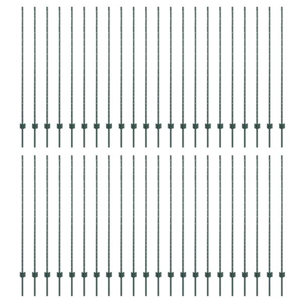 vidaXL Poteaux de clôture 44 pcs Vert 200 cm Acier