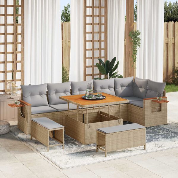 vidaXL Ensemble de canapé de jardin 11 pcs Beige et Gris clair