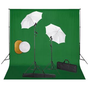 vidaXL Kit de studio photo avec lampes toile de fond et r&eacute;flecteur