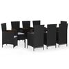 vidaXL Ensemble &agrave; manger de jardin avec coussins 9 pcs noir