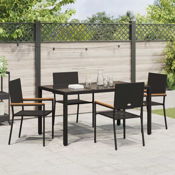 vidaXL Ensemble de salle à manger pour jardin 5 pcs Noir polyrotin