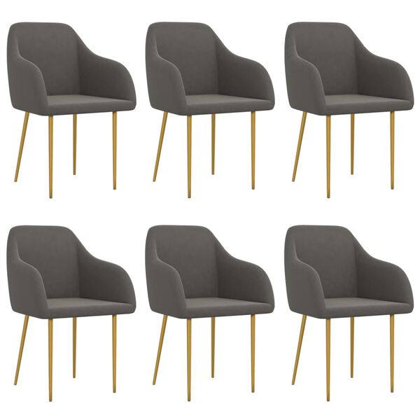 vidaXL Chaises &agrave; manger lot de 6 gris fonc&eacute; velours
