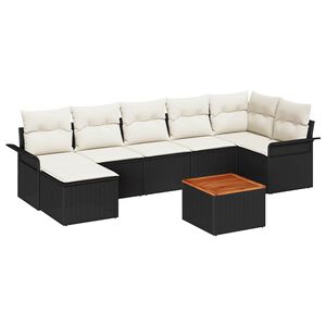 vidaXL Ensemble de canap&eacute; de jardin 8 pcs Noir et Cr&egrave;me polyrotin