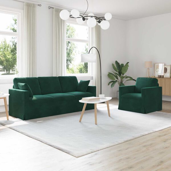 vidaXL Canap&eacute; 2 pcs Vert fonc&eacute; 198 x 78 x 80 cm Velours