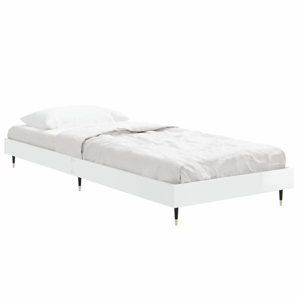vidaXL Cadre de lit sans matelas blanc brillant 75x190 cm