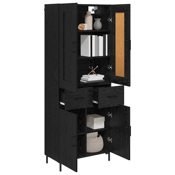 vidaXL Haut Armoire avec tiroir 2 pcs Ch&ecirc;ne noir Bois d'ing&eacute;nierie