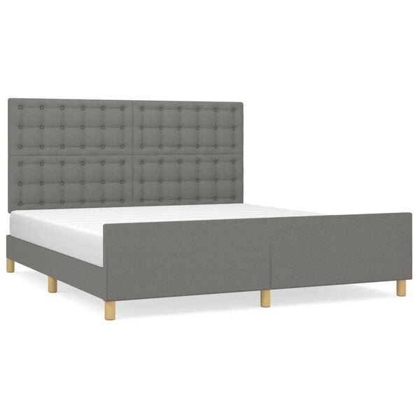 vidaXL Cadre de lit sans matelas gris fonc&eacute; tissu