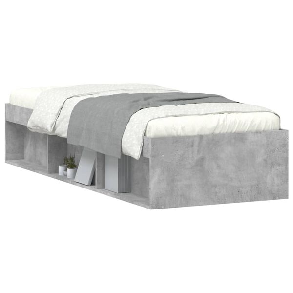 vidaXL Cadre de lit sans matelas gris béton 75x190 cm