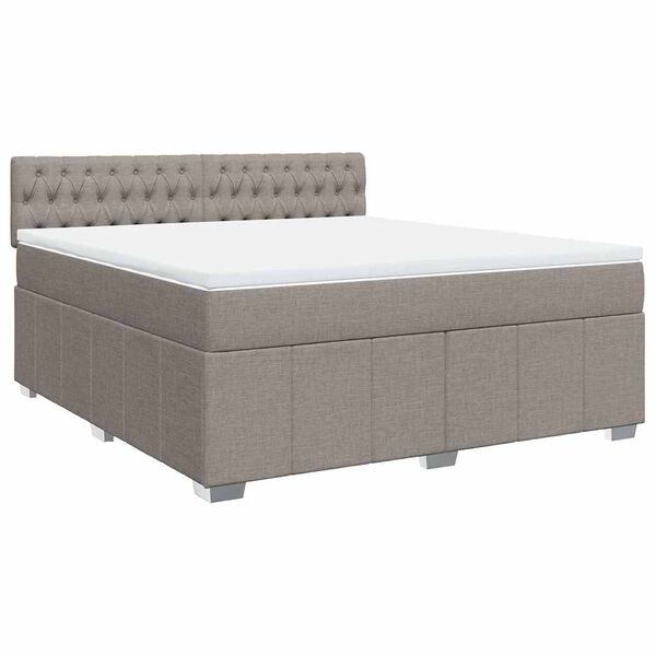 vidaXL Sommier &agrave; lattes de lit avec matelas Taupe 180x200 cm Tissu
