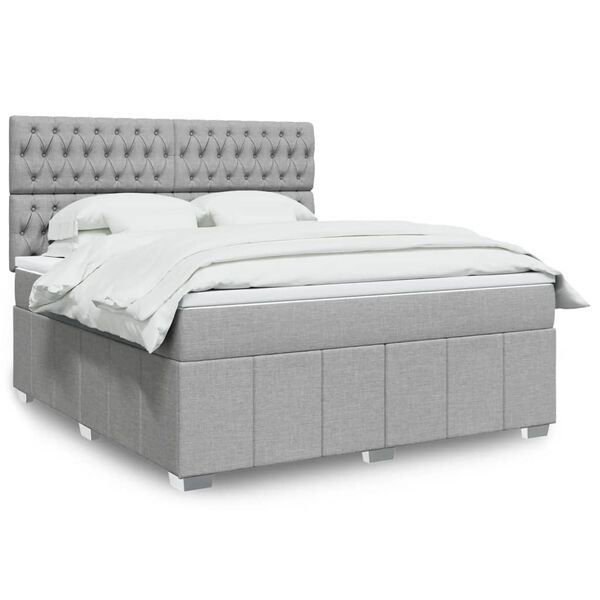 vidaXL Sommier &agrave; lattes de lit avec matelas Gris clair 180x200cm Tissu