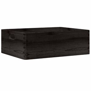 vidaXL Bo&icirc;te en bois avec poign&eacute;es noir 40x30x13 cm bois de pin massif