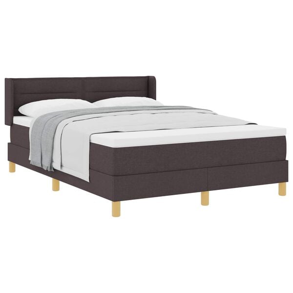vidaXL Lit &agrave; ressorts avec matelas Marron fonc&eacute; 200 x 140 cm Polyester