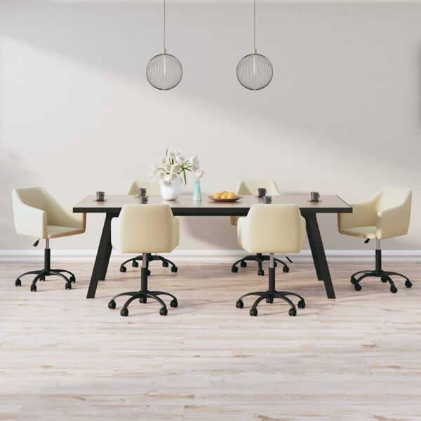 vidaXL Chaises pivotantes &agrave; manger lot de 6 Cr&egrave;me Velours
