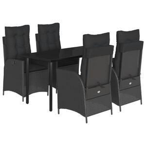 vidaXL Ensemble &agrave; manger de jardin coussins 5pcs Noir R&eacute;sine tress&eacute;e