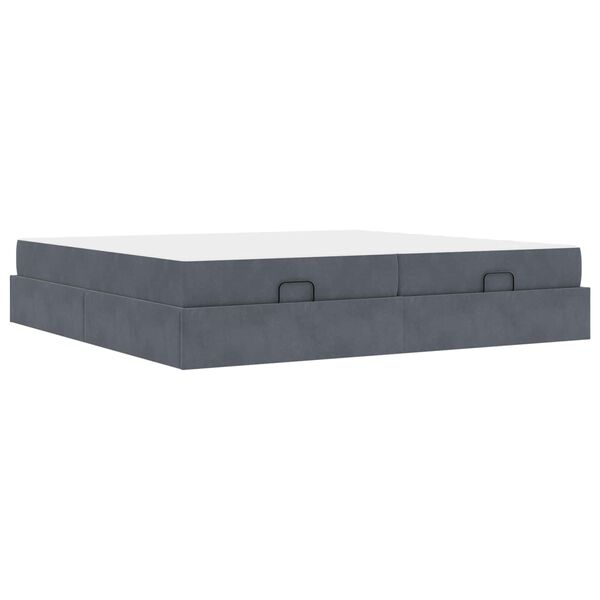 vidaXL Cadre de lit avec matelas avec matelas 2 pcs Gris Fonc&eacute; Velours