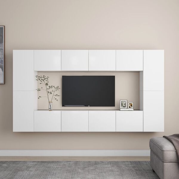 vidaXL Ensemble de meubles TV 8 pcs Blanc Bois d'ing&eacute;nierie