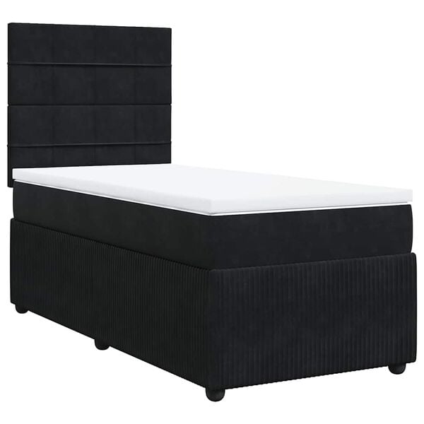 vidaXL Sommier &agrave; lattes de lit avec matelas Noir 90x200 cm Velours