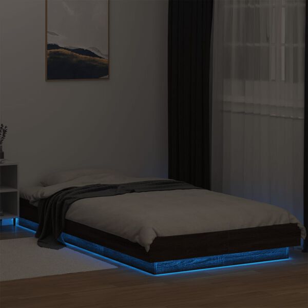 vidaXL Cadre de lit avec lumi&egrave;res LED sans matelas 90x190 cm