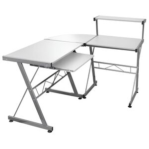 vidaXL Bureau d'ordinateur d'angle Blanc 132x112x99 cm Bois ing&eacute;nierie