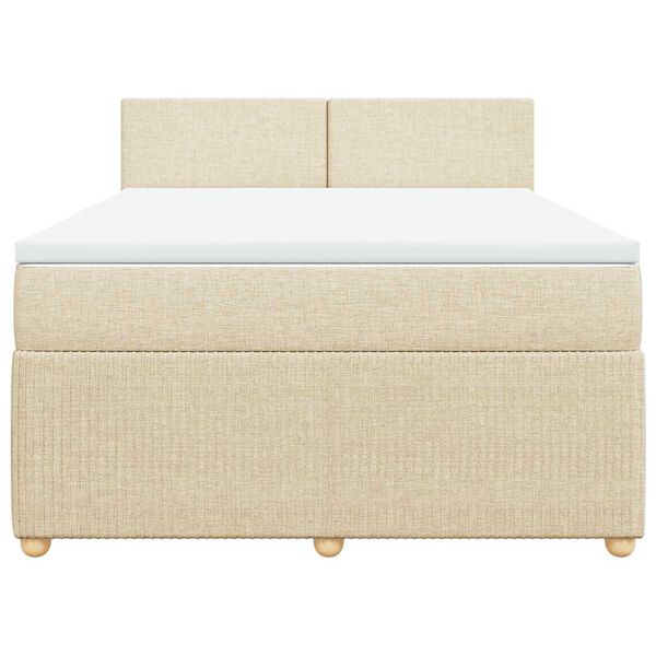 vidaXL Sommier &agrave; lattes de lit avec matelas Cr&egrave;me 140x190 cm Tissu