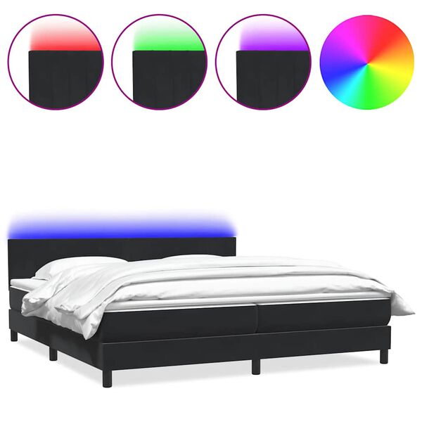 vidaXL Sommier &agrave; lattes de lit avec matelas et LED noir 180x220 cm velours
