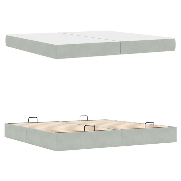 vidaXL Cadre de lit avec matelas avec matelas 2 pcs Gris clair Velours