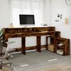 vidaXL Bureau et lumières LED chêne fumé 200x104x91cm bois ingénierie