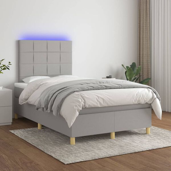 vidaXL Sommier &agrave; lattes de lit matelas et LED Gris clair 120x200 cm