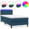 vidaXL Sommier &agrave; lattes de lit et matelas et LED bleu fonc&eacute; 80x210 cm velours