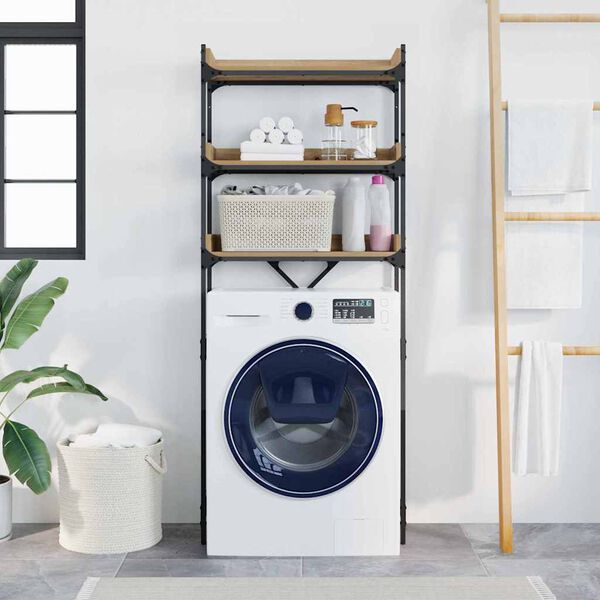 vidaXL &Eacute;tag&egrave;re pour machine &agrave; laver Ch&ecirc;ne artisanal 67 x 25 x 163 cm