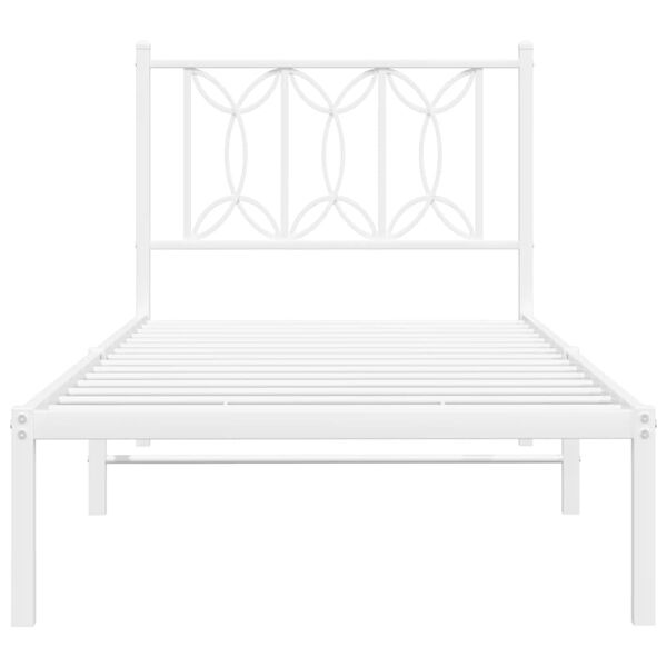 vidaXL Cadre de lit métal sans matelas avec tête de lit blanc 80x200cm