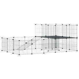 vidaXL Cage animaux de compagnie &agrave; 36 panneaux et porte Noir 175x105x70 cm