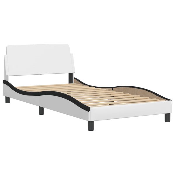 vidaXL Lit Viana avec matelas blanc et noir 100x200 cm similicuir