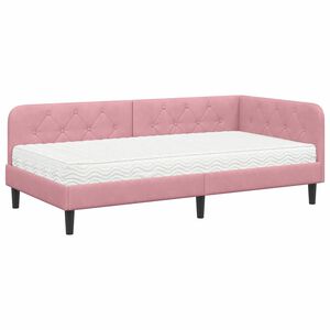 vidaXL Cadre de lit d'angle Rose 90 x 190 cm Velours