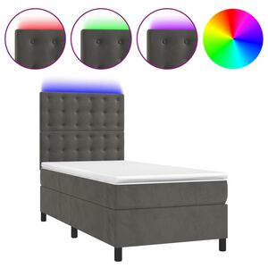 vidaXL Sommier &agrave; lattes de lit matelas et LED Gris fonc&eacute; 100x200 cm