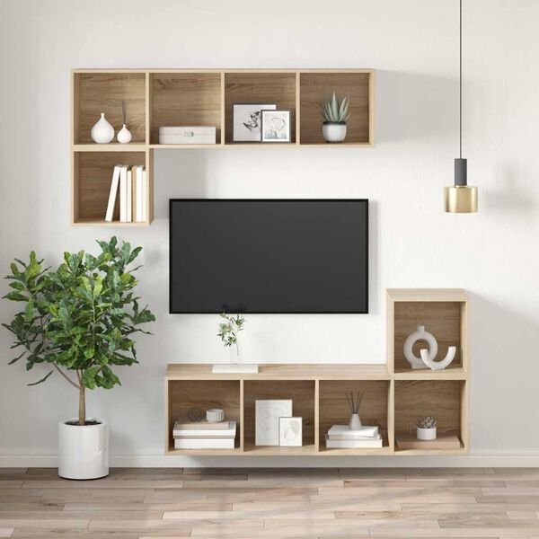 vidaXL Meuble TV mural Ch&ecirc;ne sonoma 37x37x107 cm Bois d&rsquo;ing&eacute;nierie