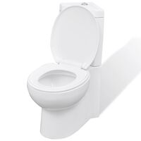 vidaXL Toilette d'angle en céramique pour salle de bains blanc