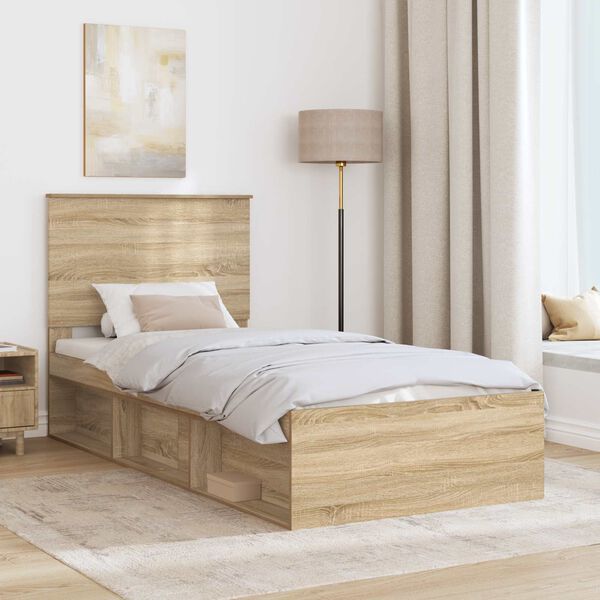 vidaXL Cadre de lit Sonoma 100 x 200 cm Bois de pin massif