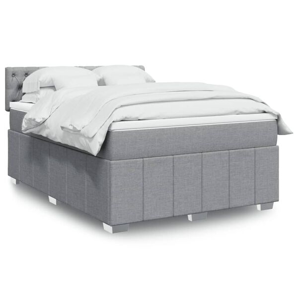 vidaXL Sommier &agrave; lattes de lit avec matelas Gris clair 140x200cm Tissu